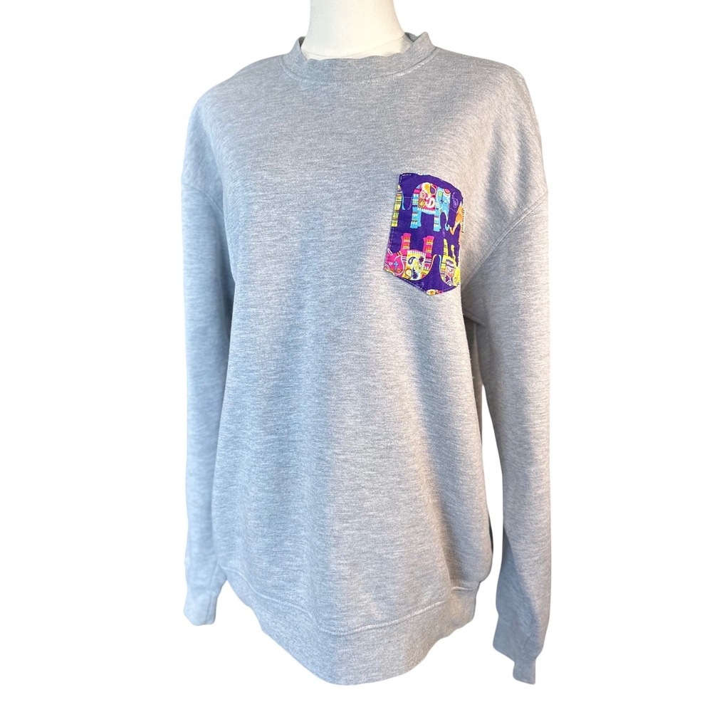 Serengetee Colorful Elephant Pocket Sweatshirt XL Boho Eclectic Unisex Novelty